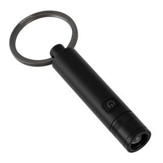 Schlüsselanhänger mit wiederaufladbare LED Taschenlampe REEVES-PORTO LIGHT, schwarz
