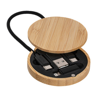 4-in-1 Ladekabel REEVES-CONVERTICS BAMBOO EVO, braun