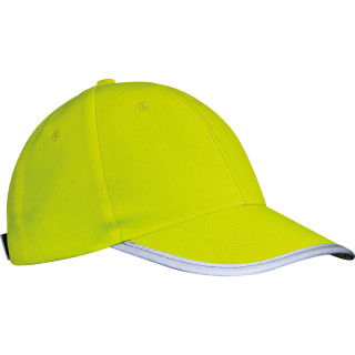 6 Panel Baseballcap für Kinder aus Polyester mit reflektierender Borte, gelb