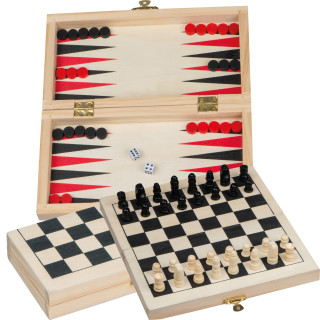Backgammon - Schach -Dame Spiel, beige