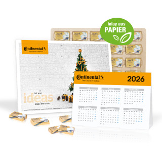 "2 in 1" Marken-Adventskalender, Lindt Schokolade mit Jahresplaner, Inlay aus Papier