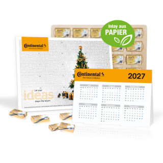 "2 in 1" Marken-Adventskalender, Lindt Schokolade mit Jahresplaner, Inlay aus Papier