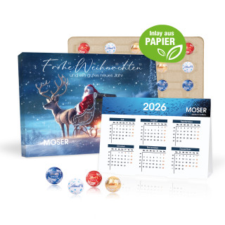 "2 in 1" Adventskalender mit Jahresplaner mit Lindt Minis