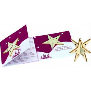 Sternen-Karte mit Steckholz-Stern, ohne Kuvert, 1-4 c Digitaldruck inklusive