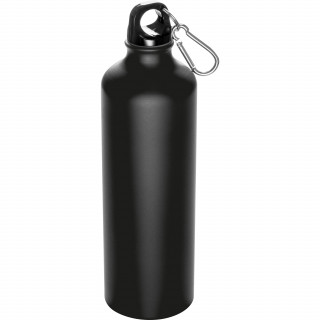 Trinkflasche aus Metall mit Karabinerhaken, 800ml, schwarz