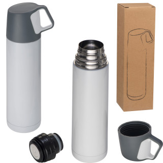 Vakuum Isolierkanne aus Edelstahl, 500ml, weiss