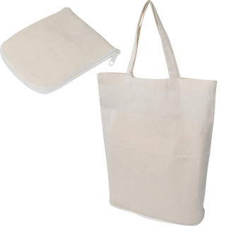 Faltbare Oeko-Tex® STANDARD 100 Einkaufstasche aus Baumwolle, beige