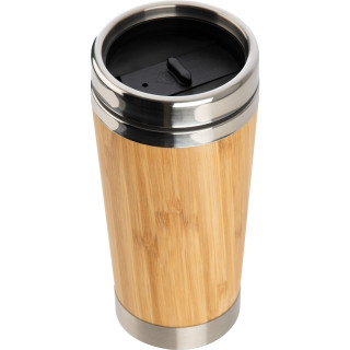 Edelstahlbecher mit Bambussummantelung, 400 ml, beige