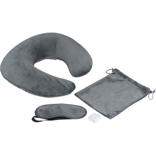 Reiseset Nackenkissen, Schlafbrille, Wäschebeutel SYLVIA, grau