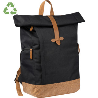 RPET Rucksack mit Korkboden, schwarz