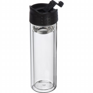 Borosilikat Glasflasche mit Teesieb, 400 ml, transparent