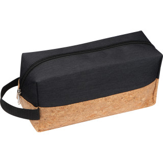 Kosmetiktasche mit Korkboden, schwarz