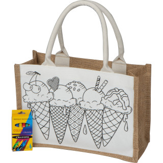 Jute Baumwolltasche zum Ausmalen, beige