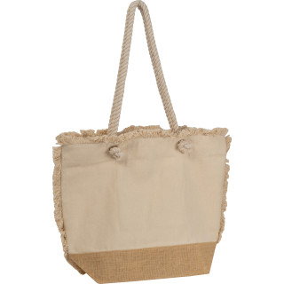 Strandtasche mit Juteboden und Fransen RICARDA, beige