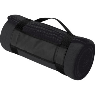 Fleecedecke mit Tragebanderole GIANFRANCO, schwarz