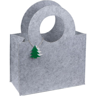 Tasche aus Filz mit Tannenbaumanhänger, grau