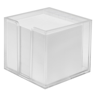 Zettelbox mit Köcher "Sigma", doppelwandig, glasklar