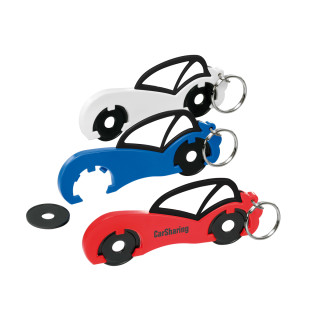 Chiphalter mit zwei 1€-Chips "Auto" mit Schlüsselring