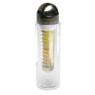 Trinkflasche mit Infuser, glasklar, schwarz-transparent