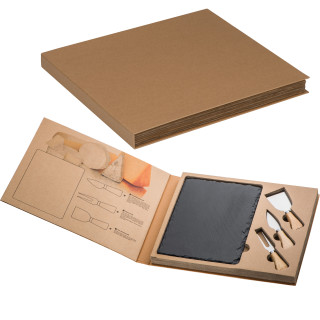 Set aus Schieferplatte und Käsebesteck, anthrazit