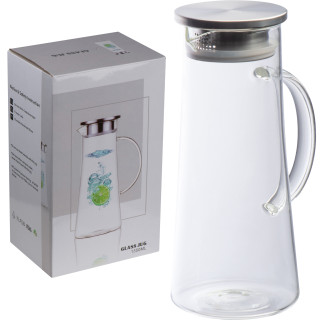 Glaskaraffe mit Edelstahldeckel, 1.350ml ELLIOTT, transparent