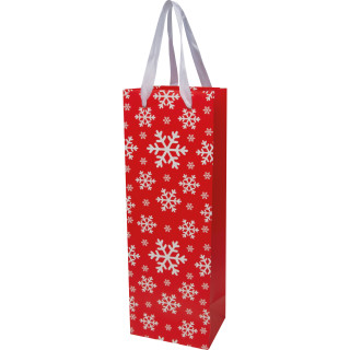 Weihnachtstragetüte aus Papier für eine Flasche, rot