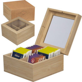 Teebox aus Bambus für 40 Teebeutel, beige