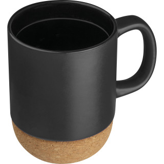 Tasse mit Korkbasis, 350ml THEODOR, schwarz