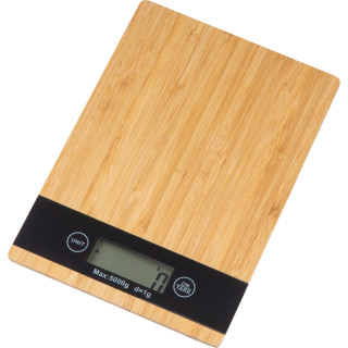 Küchenwaage aus Bambus mit schwarzem Display, beige
