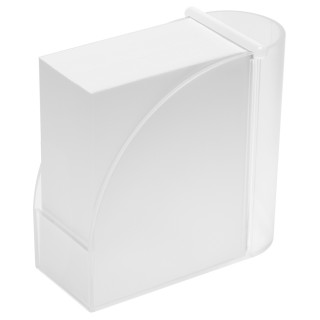 Zettelbox mit integriertem Köcher "Design", gefrostet glasklar, weiß