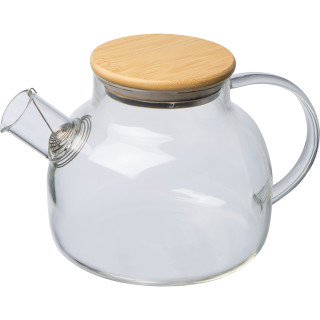Glaskanne mit Bambusdeckel, 1.000ml, transparent