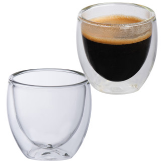 2er Set doppelwandige Espressotassen, 2 x 100ml, transparent
