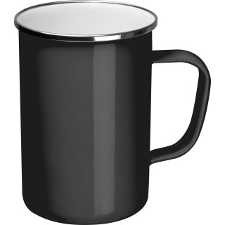 Emaille Tasse, schwarz
