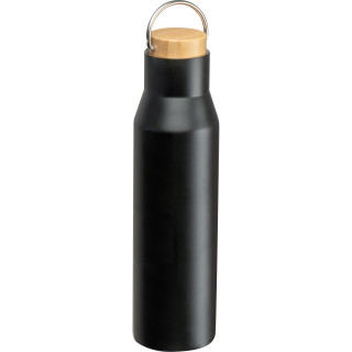 Vakuum Trinkflasche aus recyceltem Edelstahl  MIRELLA, schwarz