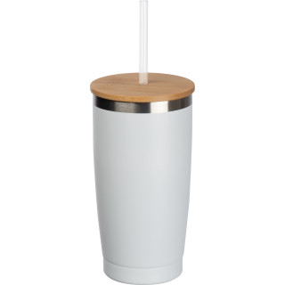 To Go Becher mit Trinkhalm, weiss