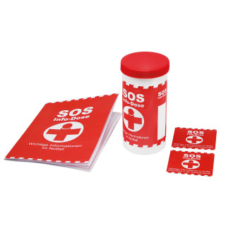 SOS-Info-Dose mit Standardbanderole, Standardbanderole
