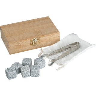 Eiswürfel Set in Bambusbox, beige
