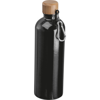 Edelstahltrinkflasche mit Karabiner, 750ml RUTH, schwarz