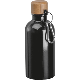 Edelstahltrinkflasche mit Karabiner, 400ml MARILYN, schwarz