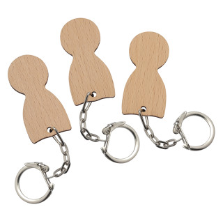 Einkaufswagenlöser Holz mit Gliederkette, beige