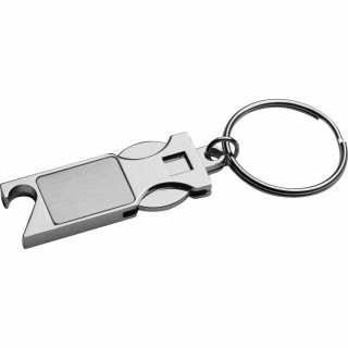 Schlüsselanhänger aus Metall mit Einkaufschip, grau