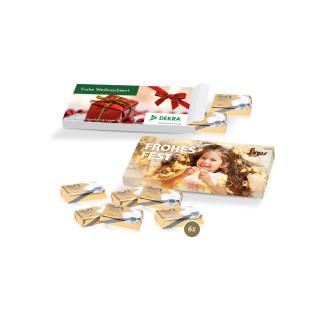 Präsentbox mit 6 Lindt Schokotäfelchen Weihnachten