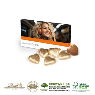 PRÄSENTBOX MIT LINDT SCHOKOHERZEN - 5 Schokoherzen (ca. 25 g) „Vollmilch“ von Lindt - Express