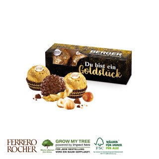 Werbekartonage mit 3 Ferrero Rocher