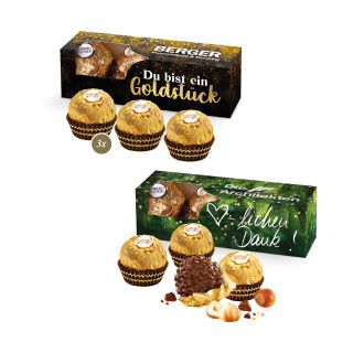 Werbekartonage mit 3 Ferrero Rocher Weihnachten
