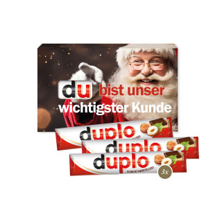 Werbekartonage mit 3 Duplo Riegel Weihnachten
