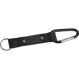 Schlüsselanhänger mit Karabiner und Plättchen aus Metall PHYLLIS, schwarz
