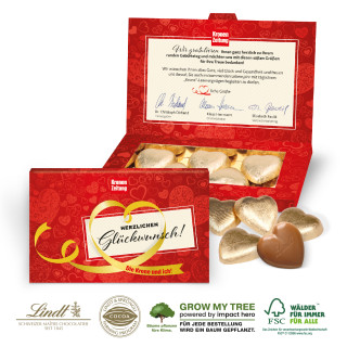 Präsentbox "Business" mit 5 Lindt Schokoherzen, 25 g