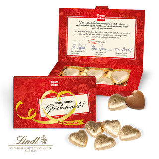 Präsentbox "Business", Lindt Schokoherzen