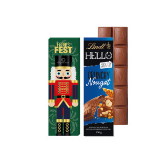 Werbeschuber mit Schokoladentafel Lindt „HELLO“ Weihnachten